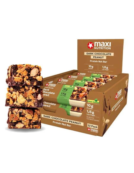 Vegan Protein Nut Bars Dark Chocolate Peanut 46G X 12Ud de Maxinutrition