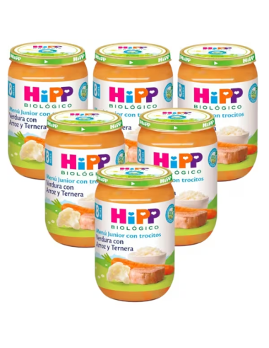 Pack 6 Tarritos Bio Hipp Verdura, Arroz y Ternera 220 g