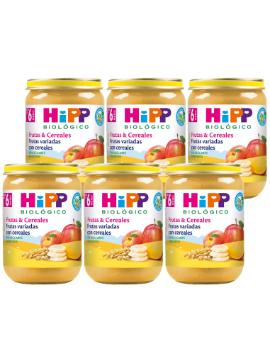 Pack 6 Uds. Tarrito De Frutas Variadas Con Cereales Bio 190 g  de Hipp