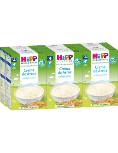 Pack 6 Crema de Arroz Bio Sin Gluten Hipp 200 g