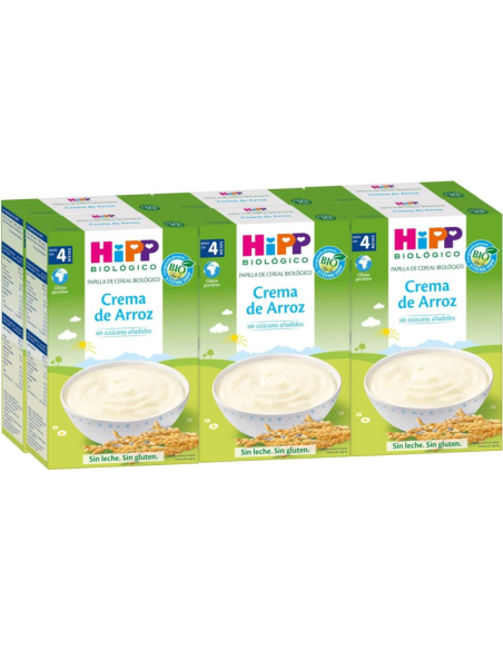 Pack 6 Crema de Arroz Bio Sin Gluten Hipp 200 g