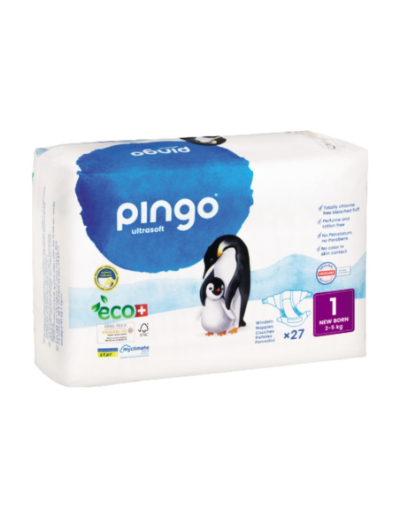 Pañales Bio T1 Recién Nacido 2-5 kg Pingo 27 unidades