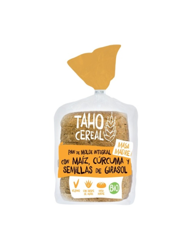 Pan De Molde Integral Con Maíz, Cúrcuma Y Semillas De Girasol Con Mas Bio, 400 G de Taho Cereal