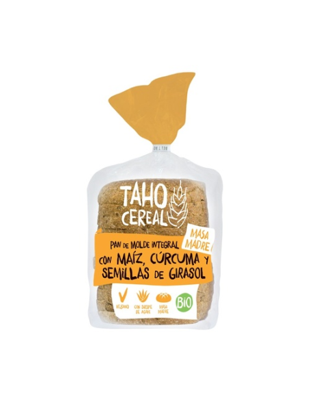 Pan De Molde Integral Con Maíz, Cúrcuma Y Semillas De Girasol Con Mas Bio, 400 G de Taho Cereal