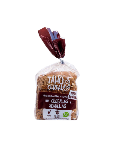 Pan De Molde Integral Con Cereales Y Semillas Con Masa Madre Bio, 400 G de Taho Cereal