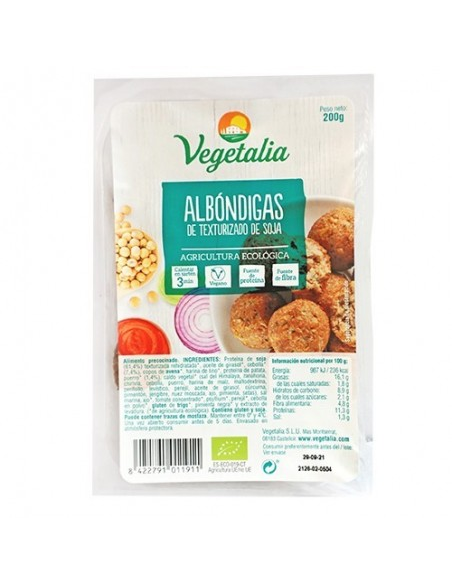 Albóndigas de soja bio Vegetalia 200 g, sabor natural y sano