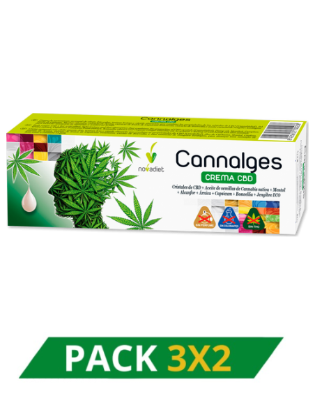 Pack 3x2 Cannalges Crema Cbd Envase de 60 ml. de Novadiet