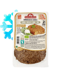 Hamburguesa de cebada con queso de cabra y toque de miel