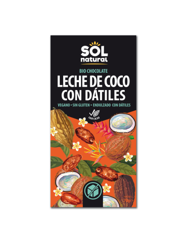 Tableta Chocolate Con Leche De Coco Y Dátiles Bio 70 g  de Solnatural