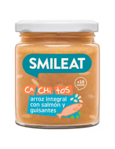 Tarrito Bio Smileat 230g con Salmón, Arroz y Guisantes
