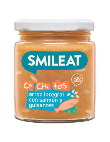 Tarrito Bio Smileat 230g con Salmón, Arroz y Guisantes