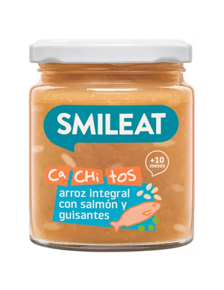 Tarrito Bio Smileat 230g con Salmón, Arroz y Guisantes