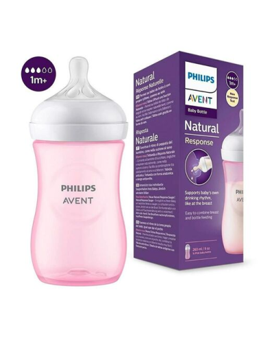 Biberón Natural Response Rosa 260ml Avent SCY903/11 Fácil Uso