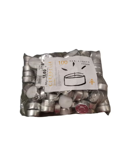Vela 05 Horas Cerabella Lamparillas Bolsa 100 Unidades