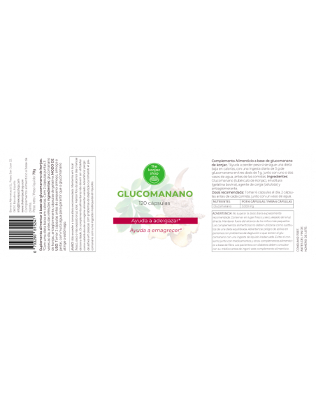 Glucomanano 120 Cap. The Konjac Shop  Controla tu peso fácil
