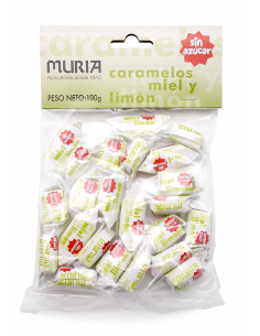 Caramelos Miel y Limón Sin Azúcar Muria 100g - Sabor Natural