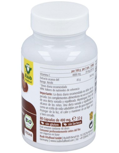 Reishi 80Cap. Bio Sg Vegan de Raab Vitalfood