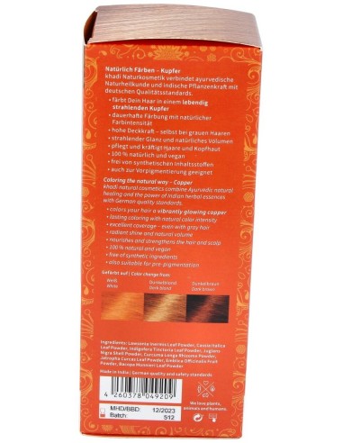Tinte Herbal Color Cobre 100Gr. de Khadi