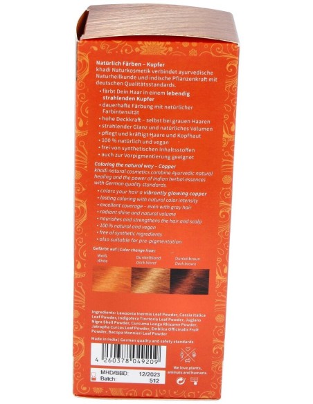 Tinte Herbal Color Cobre 100Gr. de Khadi