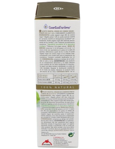 Aceite Veg.Extra Alimenticio Comino Negro 100Ml. de Esential
