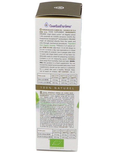 Aceite Veg.Extra Alimenticio Comino Negro 100Ml. de Esential Aroms