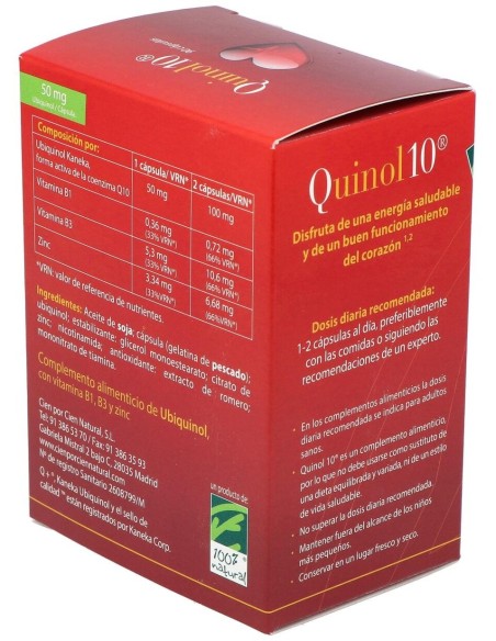 Quinol 10 50Mg. 90Cap. de Cien Por Cien Natural