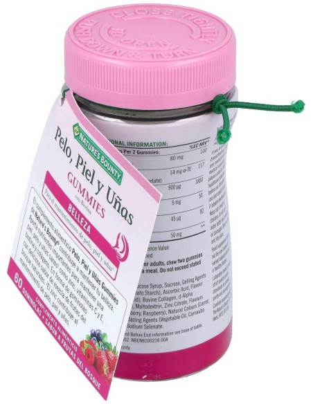 Gummies Pelo Piel Y Uñas Con Biotina 60Gominolas de Nature´S Bounty