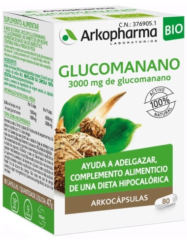 Glucomanano 80 Arkocápsulas  Control Natural del Peso Saludable