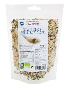 Sopa de Arroz, Verduras y Algas Algamar 500 g – Salud Natural
