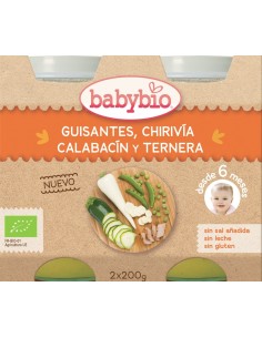 Babybio Menú Guisantes, Chirivía, Calabacín y Ternera